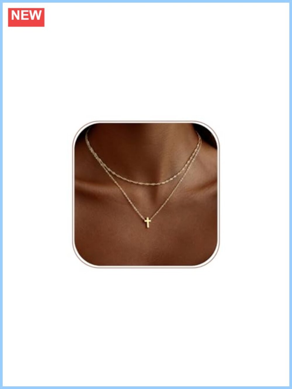 14K Gold Plated Cross Necklace Dainty Pendant Choker Christian Gift